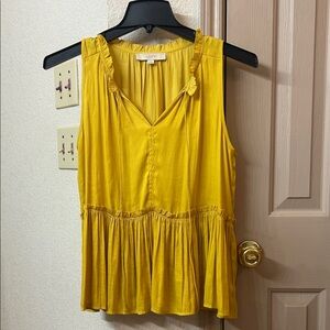 LOFT Mustard Ruffle Sleeveless Blouse